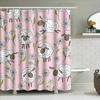Pink Sheep Flower Shower Curtain Bathroom Decoration for Kids' Room or Kitchen