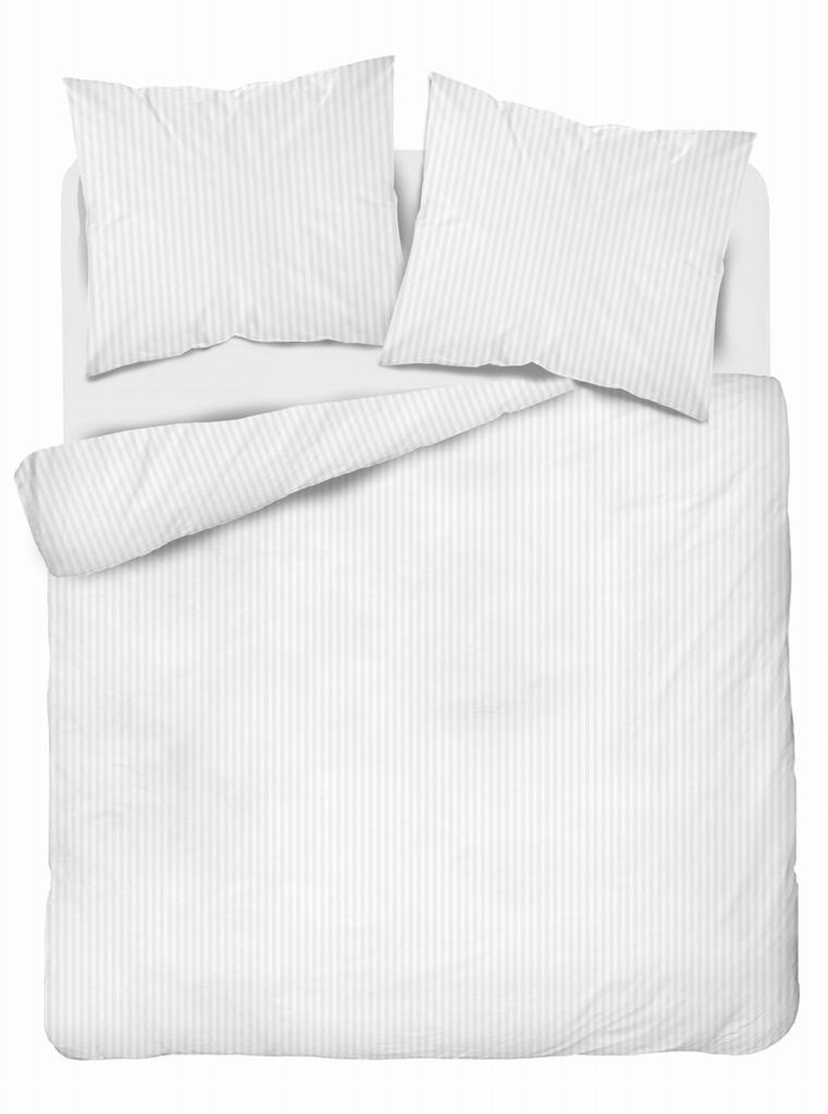 Satin bedding set 220x200 smooth striped premium white
