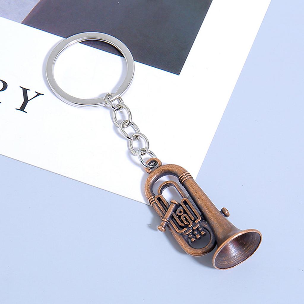 Rustproof Retro Style Keyring Bag Pendant Musical Instrument Keychain Zinc Alloy Construction For Daily Use