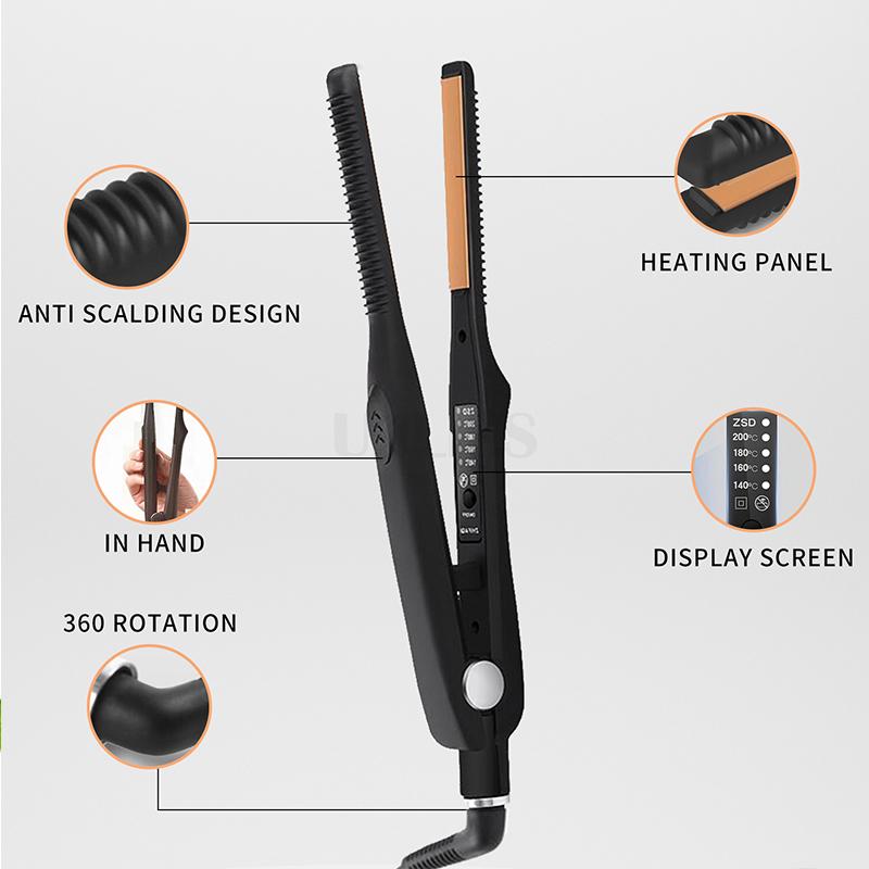 Short Hair Narrow Flat Iron 2 in 1 Hair Straightener And Curler Portable Tourmaline Ceramic Straightening Flat Iron Styling Tool