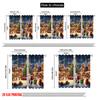 Set Of 2 Flat Printing Christmas Curtain Village Versatile Durable Polyester Without Electricity Festive Holiday Use