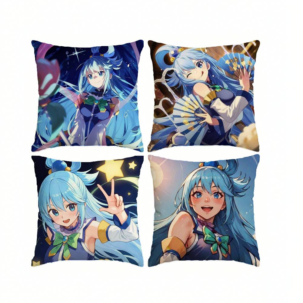 Fantasy Anime K-KonoSuba A-Aqua Square Double-Sided printed Pillow Case Bedroom Bedside Pillow Sofa Cushion Cover