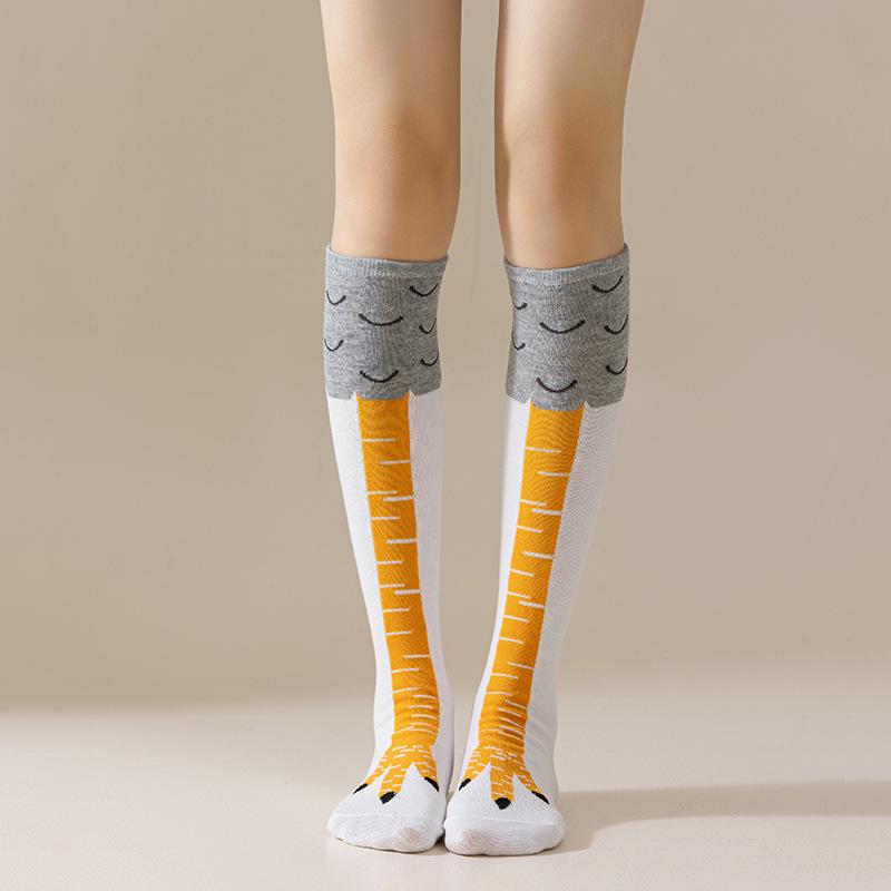Girls' Funny Chicken Feet Over-the-Knee Socks for Trendy Home Fitness