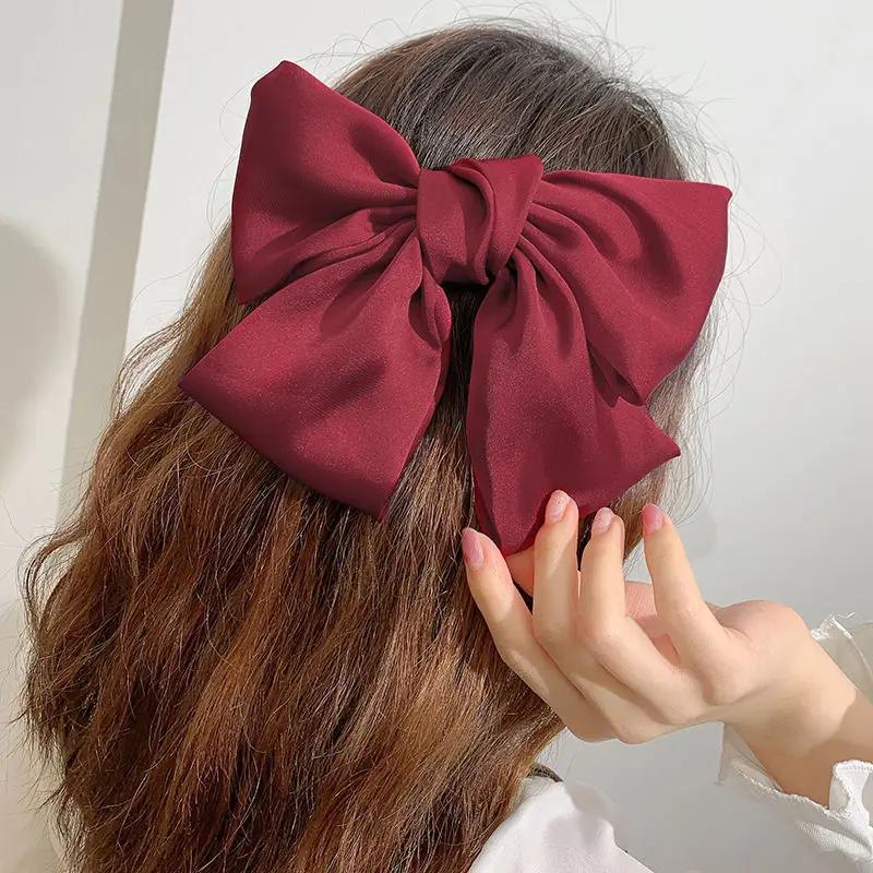 Big Hair Bow Ties Hair Clips Satin Two Layer Butterfly Bow For Women Bowknot Hairpins Trendy Girls Hair Accessories Barrettes