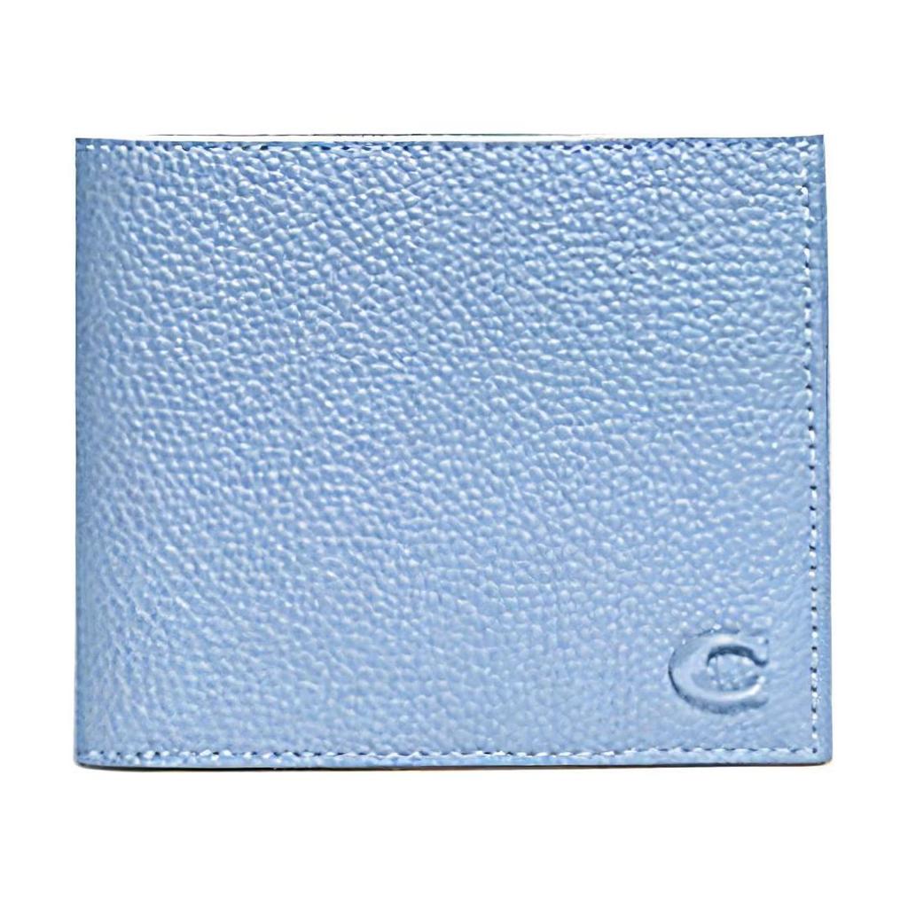 New COACH Billfold Wallet Pebbled Leather Wallet Women's Blue CC136-POL