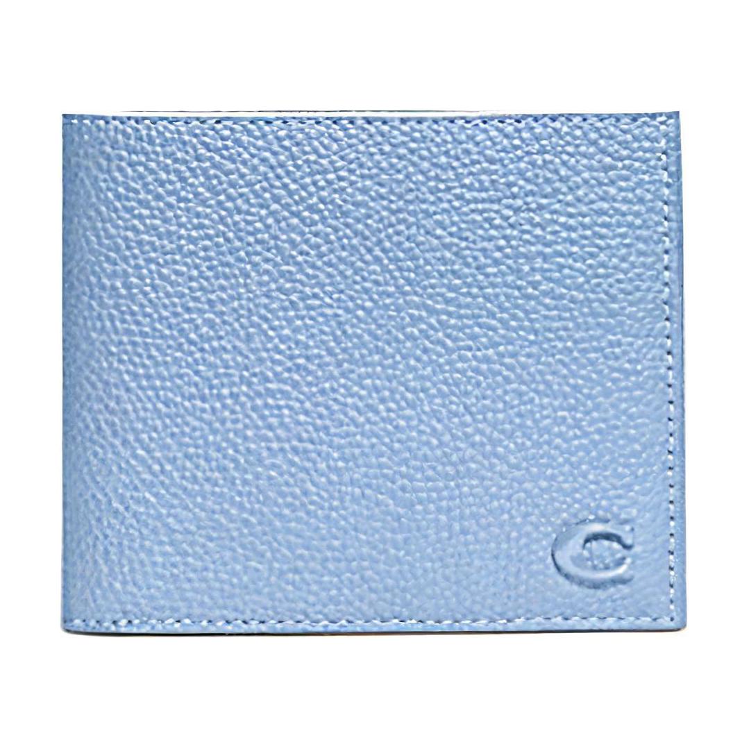 

New COACH Billfold Wallet Pebbled Leather Wallet Women s Blue CC136-POL 10.4*2.0*9.4CM