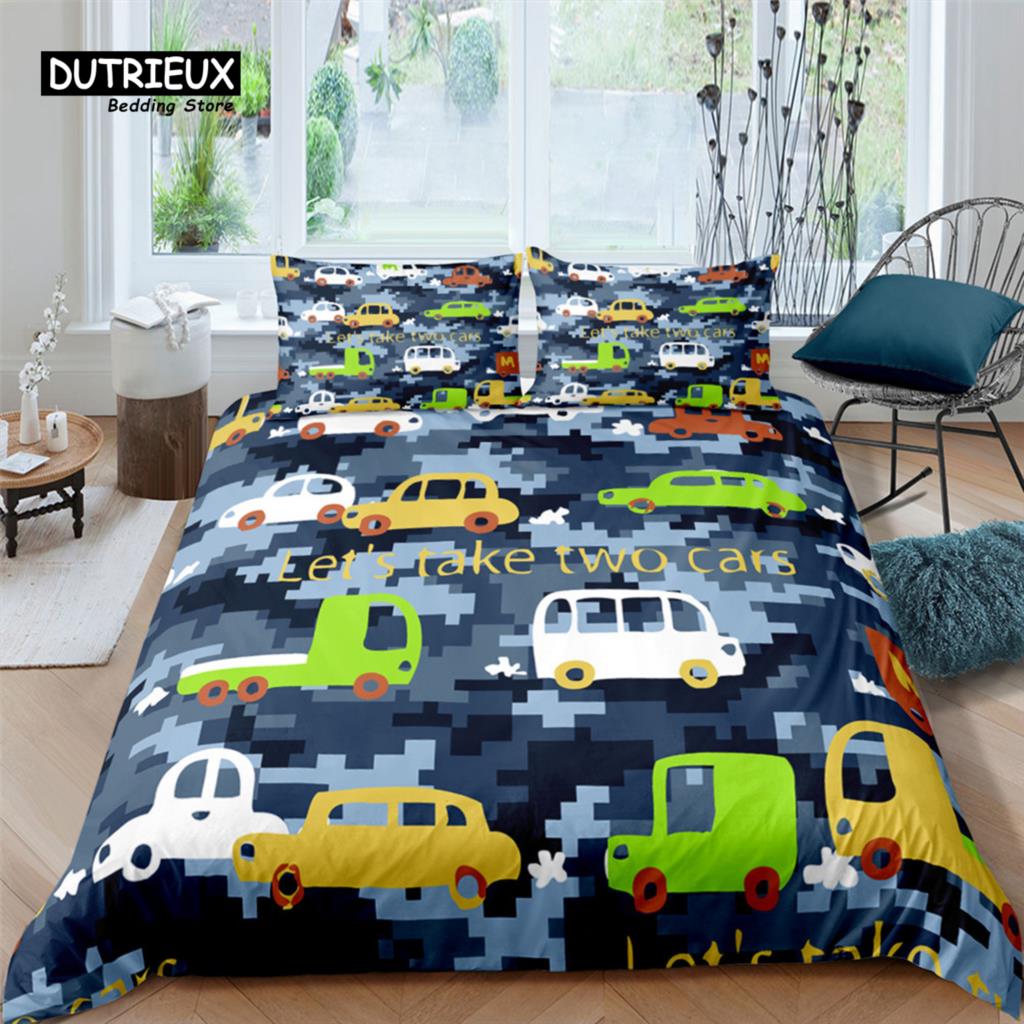 

Home Living Luxury 3D Cartoon Engineering Vehicle Print 2/3Pcs Duvet Cover PillowCase Bedding Sets Queen and King EU/US/AU Size 150x200cm 3pcs