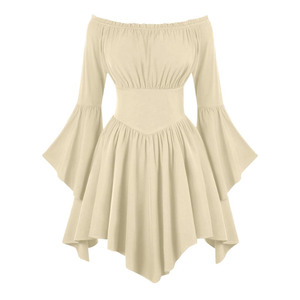 Abito casual da donna alla moda, monospalla, a maniche lunghe, colorato