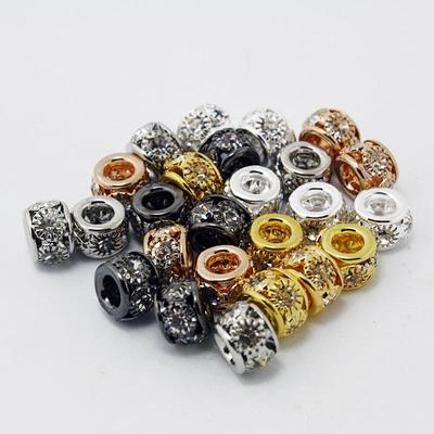 4 Stück 6 x 8 mm Diamanten Rand großes Loch Metallperlen für Schmuckherstellung DIY Armband Halskette Ohrring