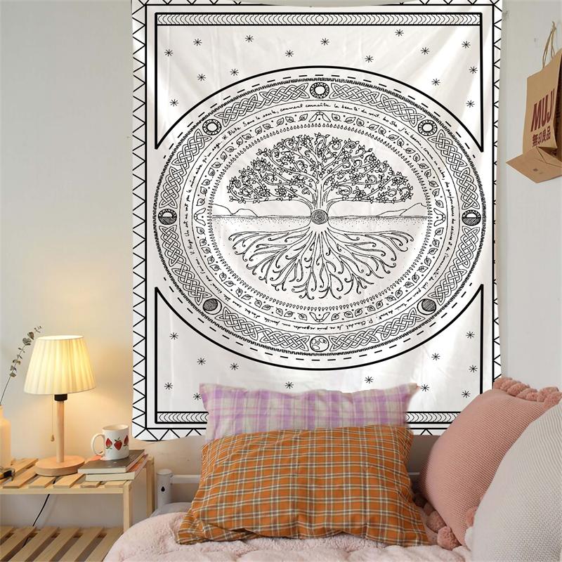 

Психоделическое дерево гобелен Мандала настенный каваи Декор комнаты гобелены в стиле хиппи для гостиной домашний декор Декор настенное искусство 100X75CM