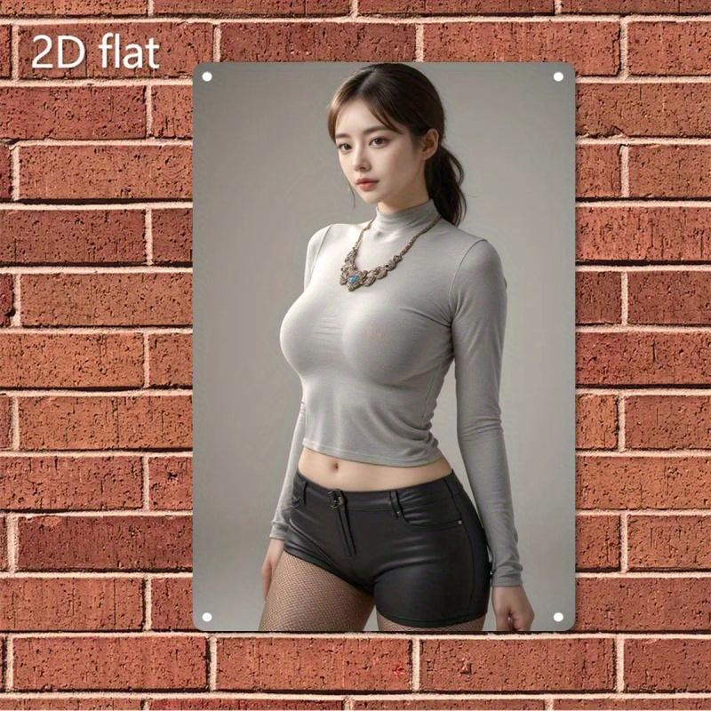 Metal Wall Art Vintage Iron Sign Home Decor Women Face  Figure Poster HeavyDuty Metal Wall Decor