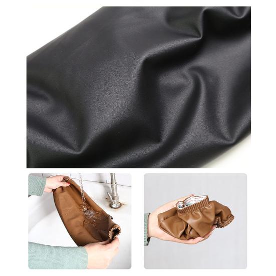 1 Pair Arm Sleeves Imitation Leather Waterproof Oil-Proof Arm Sleeves 40cm Long Elbow Protection Kitchen Garden Cleaning Sleeves