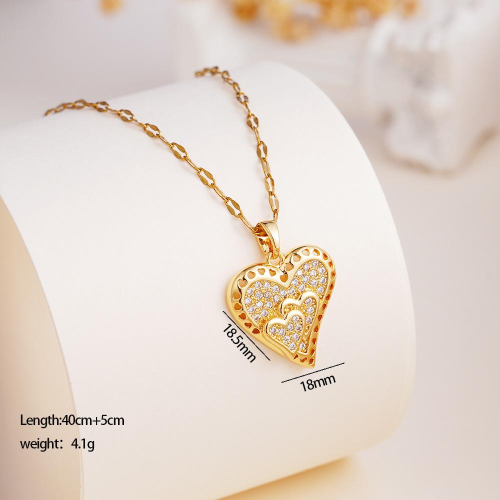 Luxury Fashion Bling Zircon Star Heart Pendant Necklace for Women Men Cool Stainless Steel Chain Jewelry Accessories Gifts