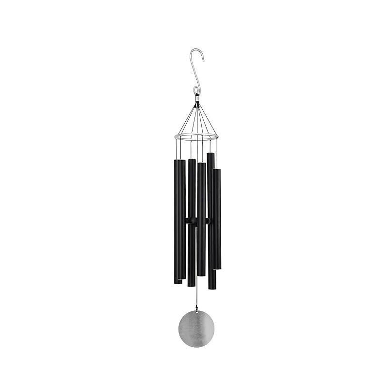 41" Black Aluminum Tube Wind Chime: Outdoor Metal Hanging Ornament with Complete Specs