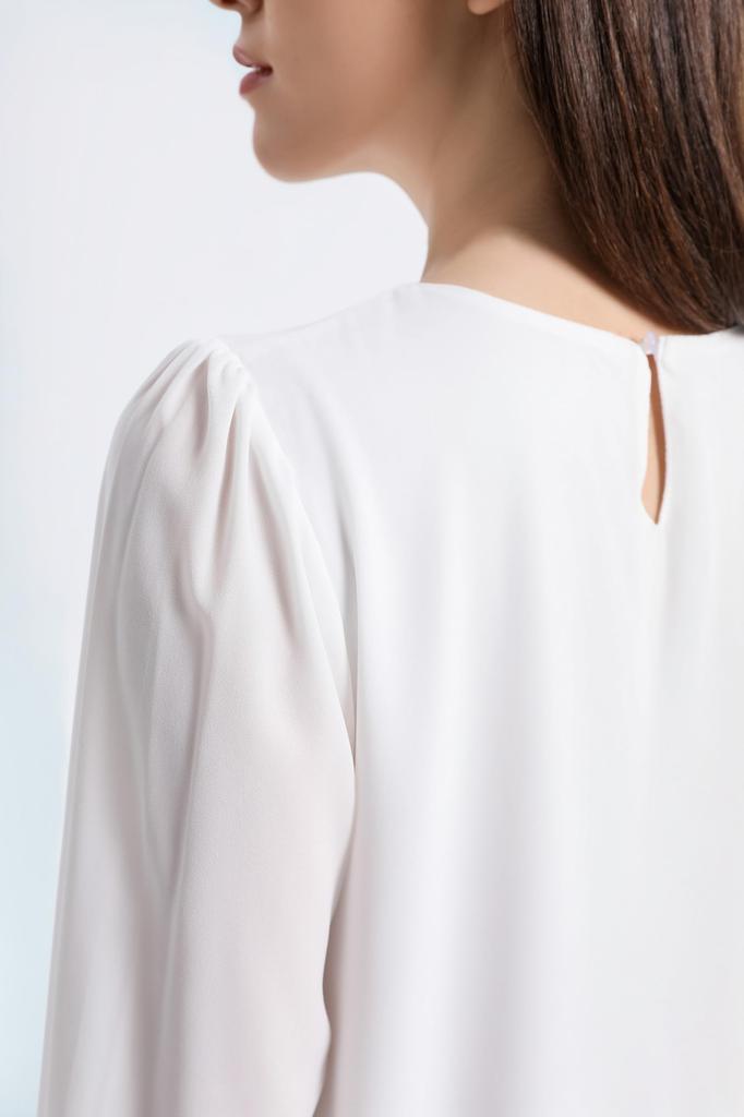 FRÜHLINGSSISON Langarm Chiffonbluse mit Falten und gefüttert Perfekt für und Perfekt für eine schlankmachende Größe M Damen Oberteil, Büro, Business, Pendeln,