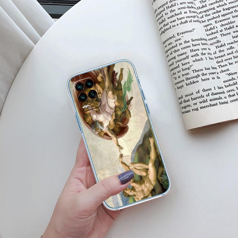 Fresco Adam Sculpture Transparent Phone Case for Motorola Moto G7 G8 G9 G84 G85 G73 G24 G15 Z2 Play Power Plus