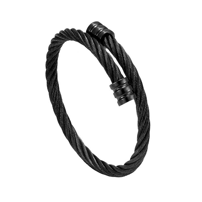 Men's Hip-Hop Punk Titanium Steel Rope Bracelet - Elastic and Fashionable Jewelry