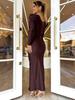 Elegant V-Neck Waist-Cinched Slimming Long-Sleeved Dress for Women