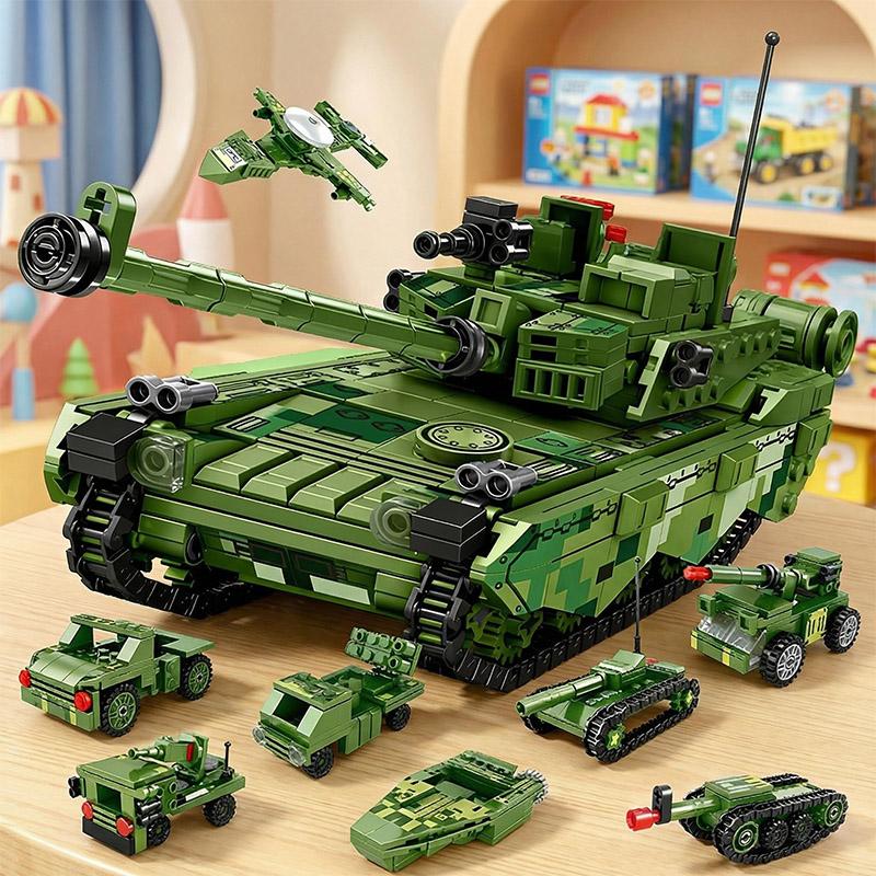 Army style High-Quality Building High-Quality Blocks 8In1 Armored combat vehicle High-Quality Blocks Collection kit High-Quality Plane High-Quality
