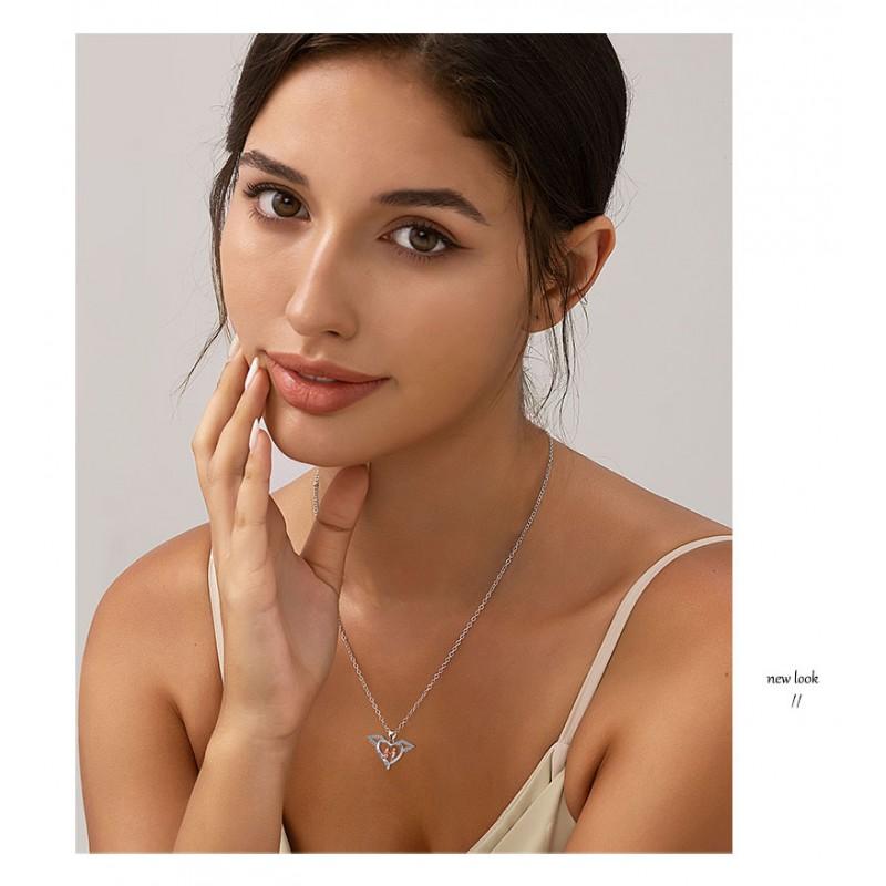 Rose Gold Heart Pendant Necklace Women Elegant Copper Cross Chain Choker 41-50cm Adjustable Length Fashionable Casual