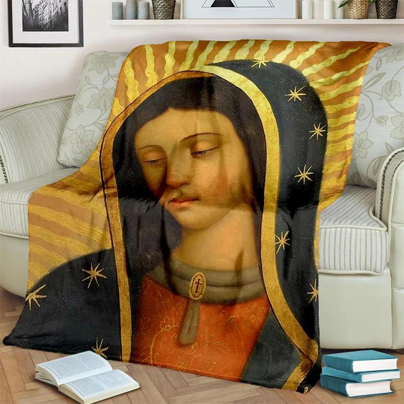 3D Blessed Virgin Mary Jesus HD Blanket,Soft Throw Blanket for Home Bedroom Bed Sofa Picnic Travel Office Rest Cover Blanket Kid