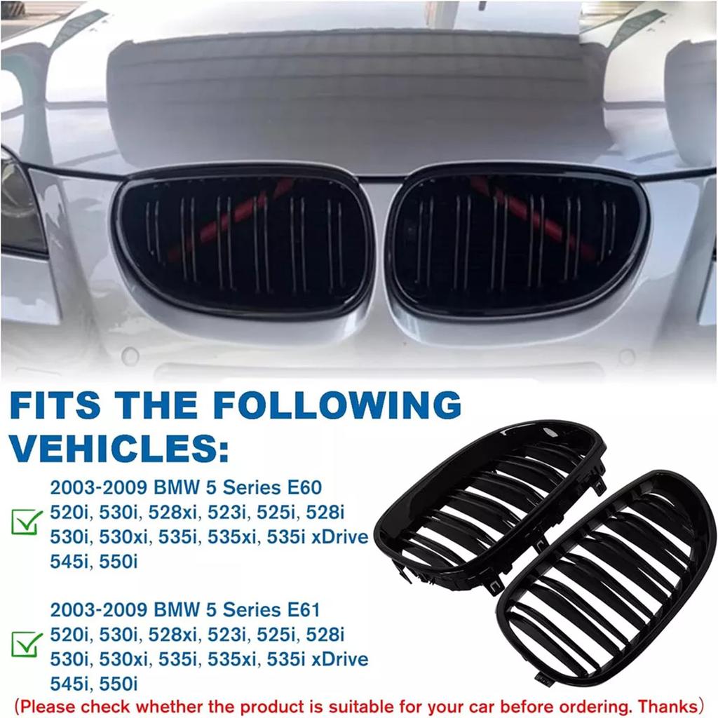 Doppellinien Frontstoßstange Nierengrill Für BMW E60 E61 M5 5er Serie 520i 545i 550i 535i 2003-2010 Auto Sport Rennsportgrill