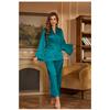Set Pijama Mătase Femei Primăvară Vară Elegant Culoare Solidă Haine de Dormit Halat Pantaloni Lungi Haine de Casă Set 2 Piese