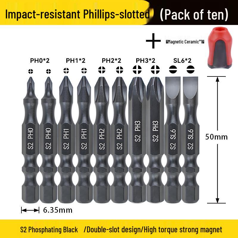 Nigao S2 Impact-Resistant Magnetic Phillips/Flathead Screwdriver Bit