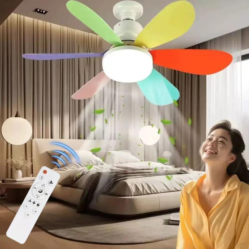 40W E27 LED Ceiling Fan Light Dimmable Color Temperature Modern Ceiling Mount Remote Control Smart Fan Lamp Home Bedroom Decor