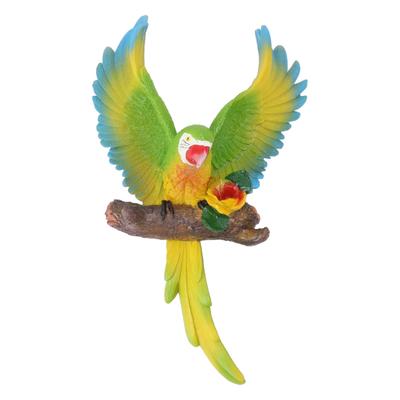 Parrot Wall Decoration Resin Vivid Flapping Hanging Parrot Statue Bird Ornament for Garden Patio