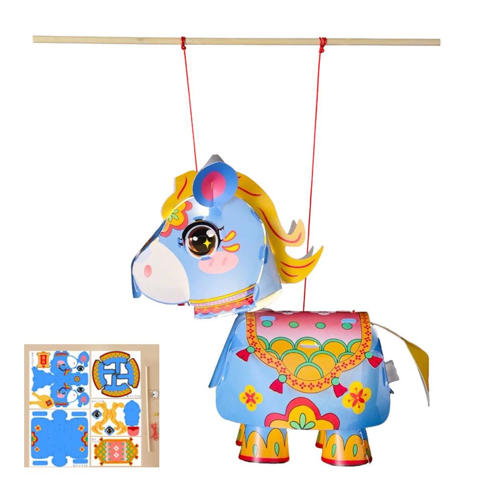 PVC Horse Year Decorative Lantern Cartoon Pony Chinese Style 2026 New Year Lantern Hanfu Accessories Lantern Photo Props