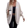 Women's Solid V-neck Loose Knit Cardigan, Autumn Winter Long Sleeve Casual Sweater Coat For European American