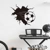 3D Cartoon Football Breaking Wall Stickers, Playful Soccer Ball Wall Art for Kids Room, Kindergarten and Playroom Wall Decor
