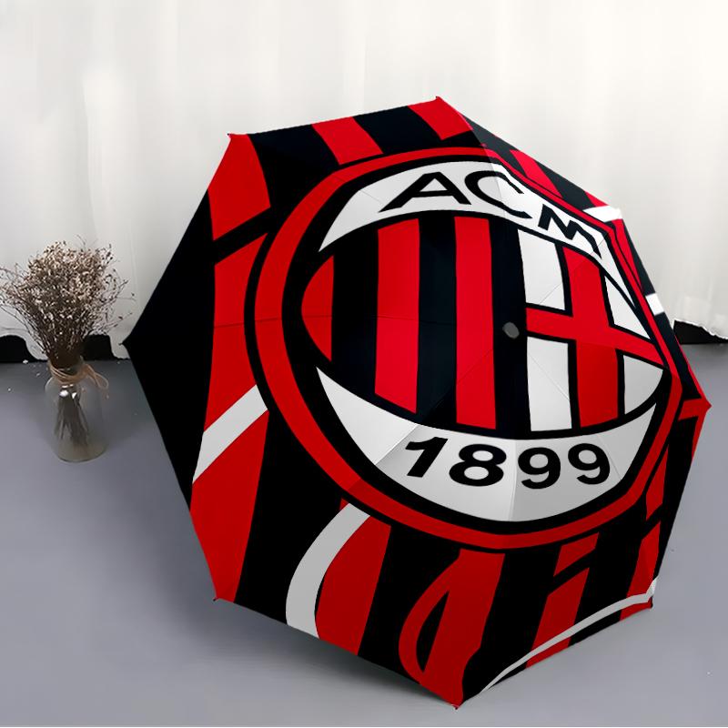 Bedruckter Fußballclub-Logo Bedruckter Faltschirm, Outdoor-, Freizeit-, und Regenschirm für Reisen, Strapazierfähiges Schirmgewebe, Geburtstags- und Feiertagsgeschenk