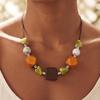 Collar de Cuentas de Madera para Mujer Cadena Geométrica para Clavícula Color Caramelo