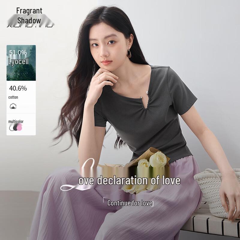 Xiangying Women s Regular-Shoulder Short-Sleeve T-Shirt S