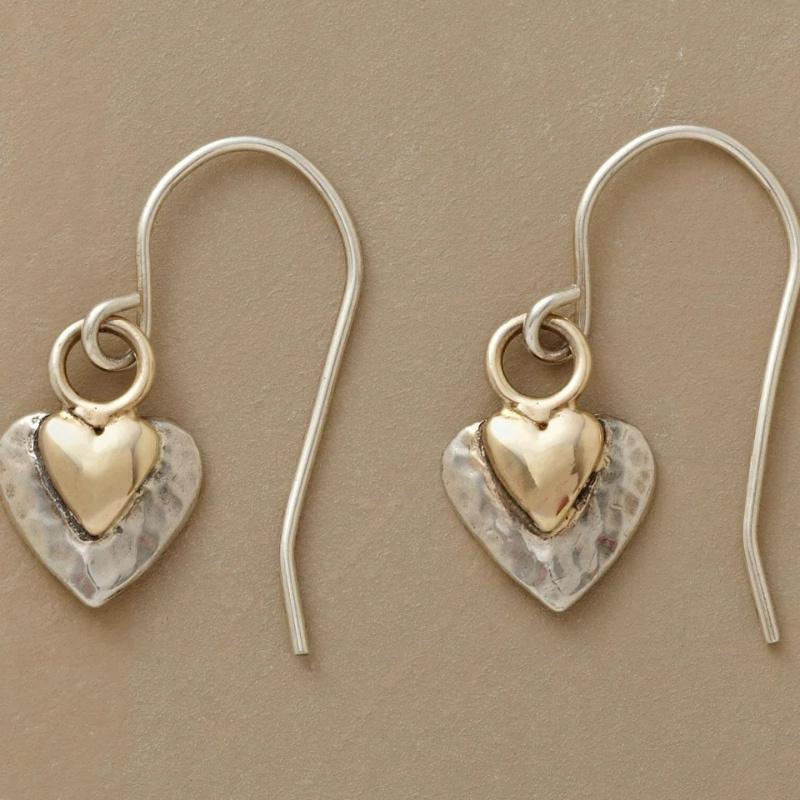Minimalist Two Color Retro Heart Pendant Earrings, Women's Jewelry,Party Jewelry,Bohemian Style, Exquisite Craftsmanship