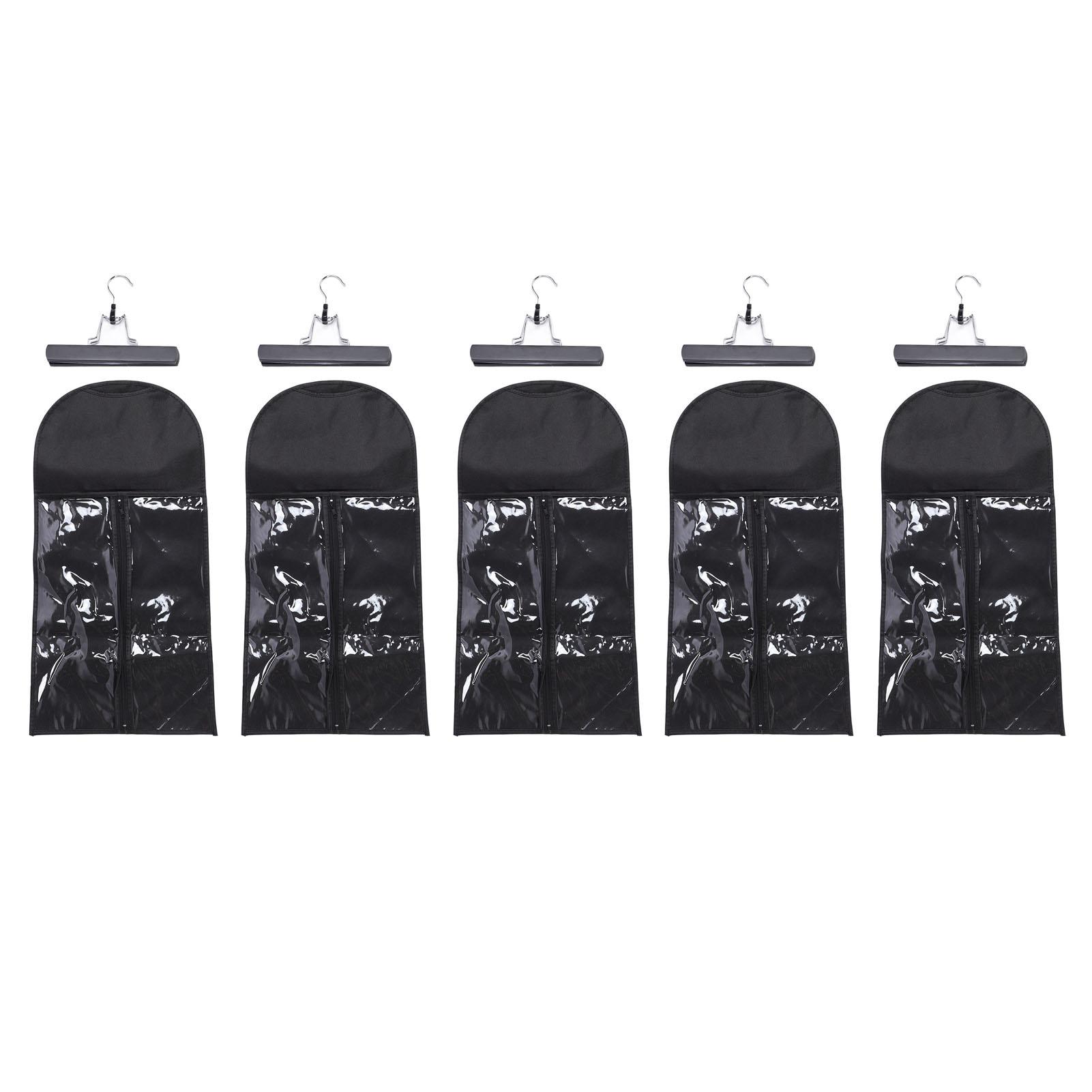 5 шт. Сумка-держатель для наращивания волос, пыленепроницаемая, водонепроницаемая, держатель для наращивания волос, прозрачный ПВХ, нетканый материал для Black