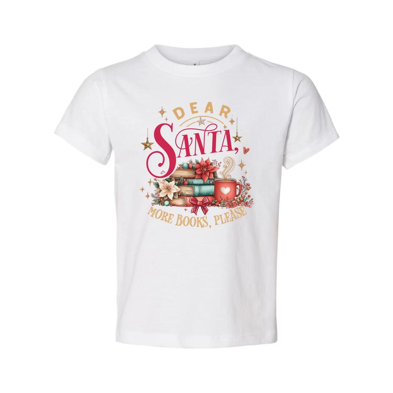 Dear Santa Please Bring More Books Unisex Christmas Graphic T Shirt For Readers XL