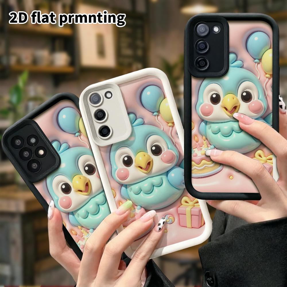 Phone Case: 2D Flat, Fits Samsung Galaxy A34 A35 M05 M06 S20 S22 S21 FE Plus 5G, Cute Birthday Penguin, Perfect Christmas and Halloween Holiday Gift