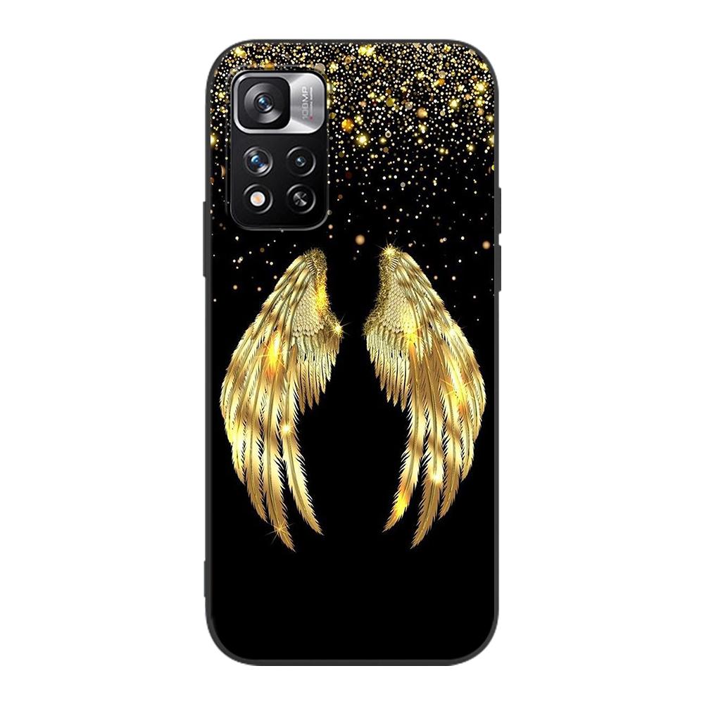 Fashion Angel Wings Case for Xiaomi Redmi Note 9S 9 8 10 11 Pro 9C 9A 7 8T 7A 8A 6A 6 10S Black Soft Silicone Phone Cover Coque