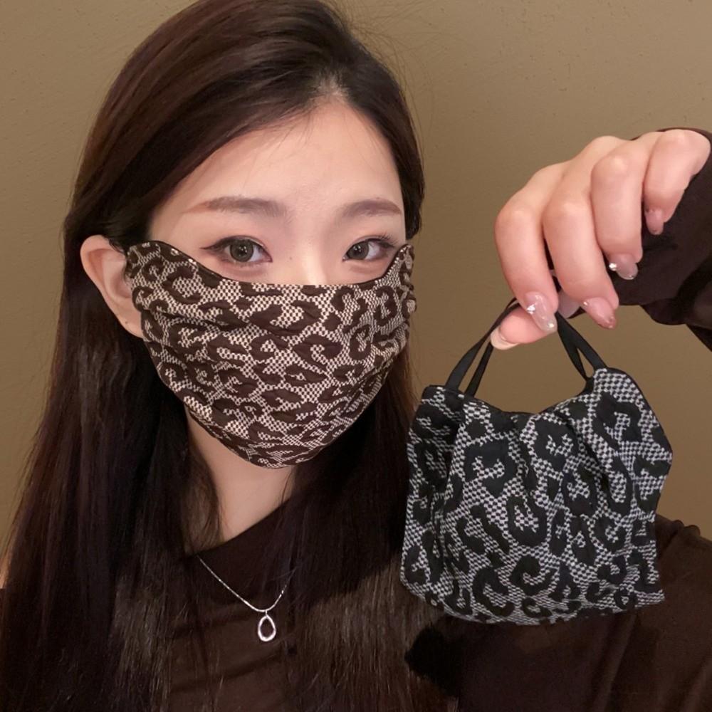 New Leopard Print Warm Mask Sexy Breathable Face Veil Washable Dustproof Face Cover Autumn and Winter