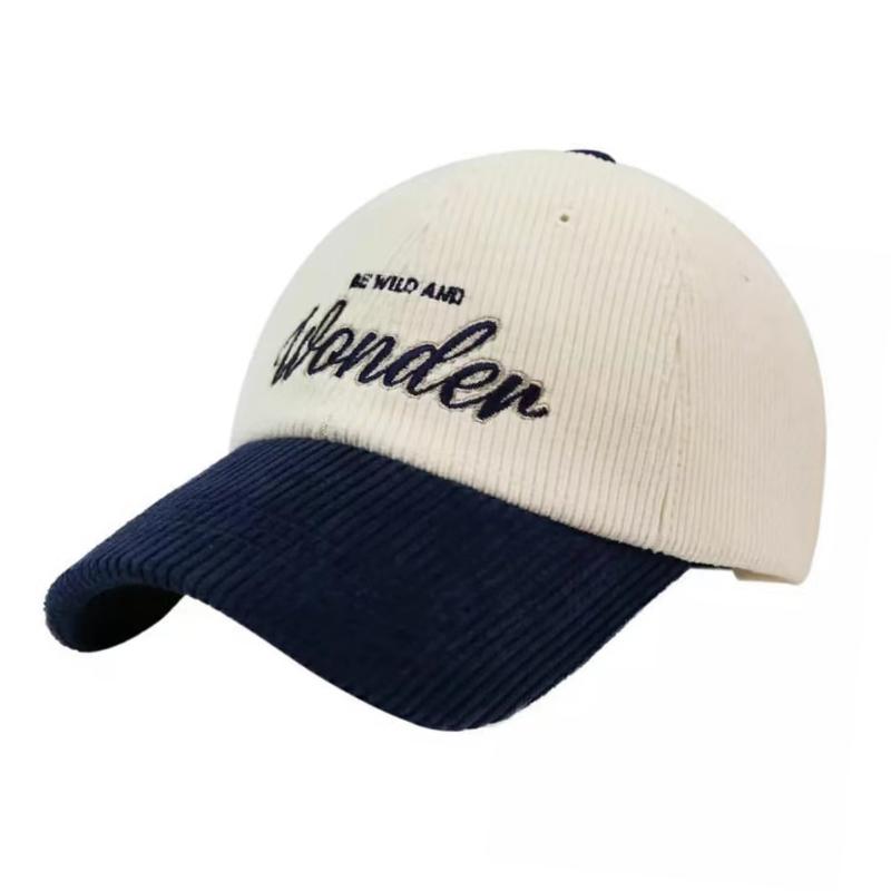 

Элегантная унисекс двухцветная вельветовая бейсболка с вышивкой WONDER - Стильный солнцезащитный козырек, Необходимая вещь для занятий спортом на открытом воздухе, Идеальный подарок Adjustable темно-синий