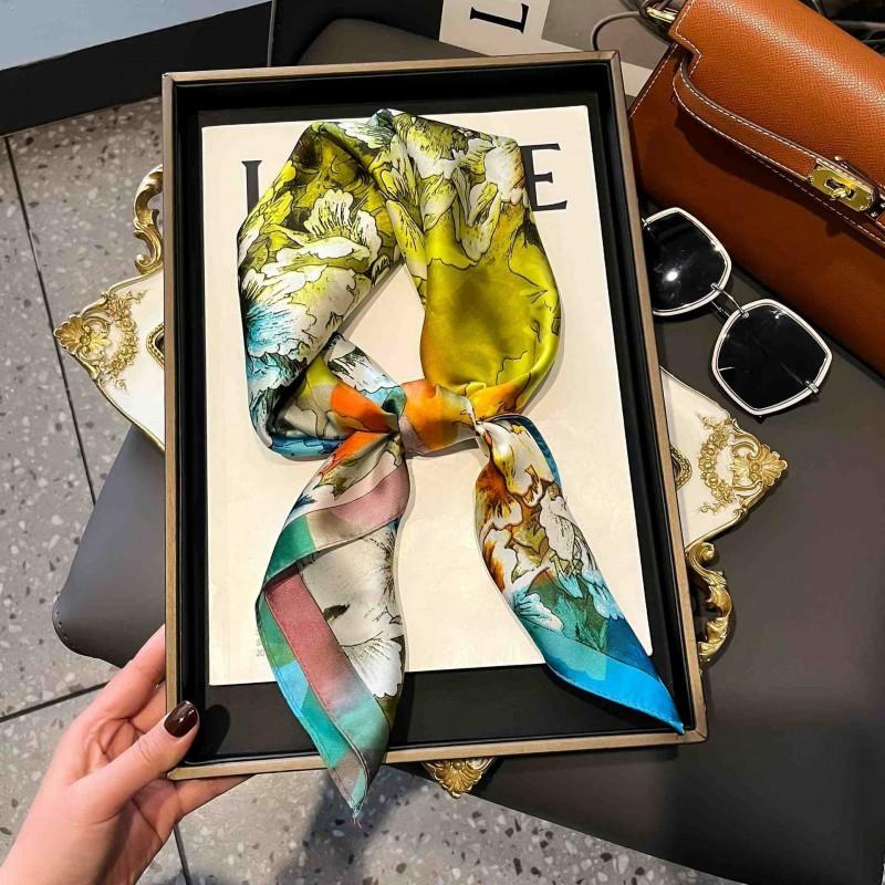 70cm Square Silk-Like Scarf Women Lightweight Fashion Accessory Office Chic Neck Wrap Stylish Print Design