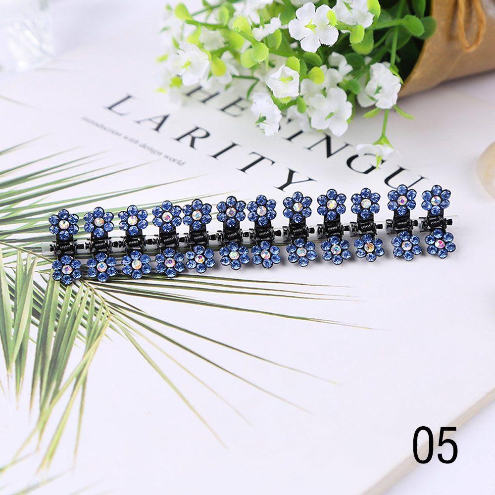 Fashion Glitter Flower No-Slip Grips Girls Rhinestone Hair Clips Mini Hair Claws Metal Clamps