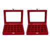 2pcs Velvet Jewelry Storage Box 24 Grids Jewelry Ring Display Box with Transparent Lid for Earrings Rings Bracelets
