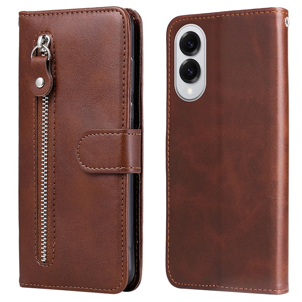 For Samsung Galaxy S25 Edge Case Zipper Wallet Calf Texture PU Leather Phone Cover