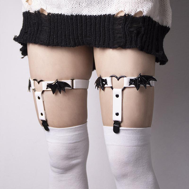 New Bat Season Wing Heart Sock Clips With Faux Leather For Women Cosplay And Daily Wear