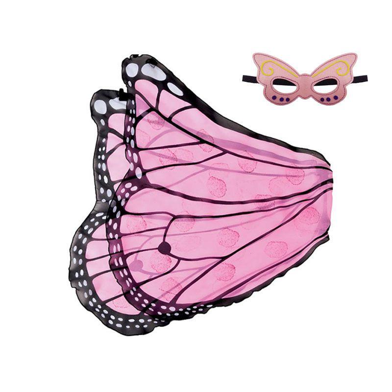 Halloween Childrens Butterfly Wings Cape Cloak With Mask Elf Dress Up Costume