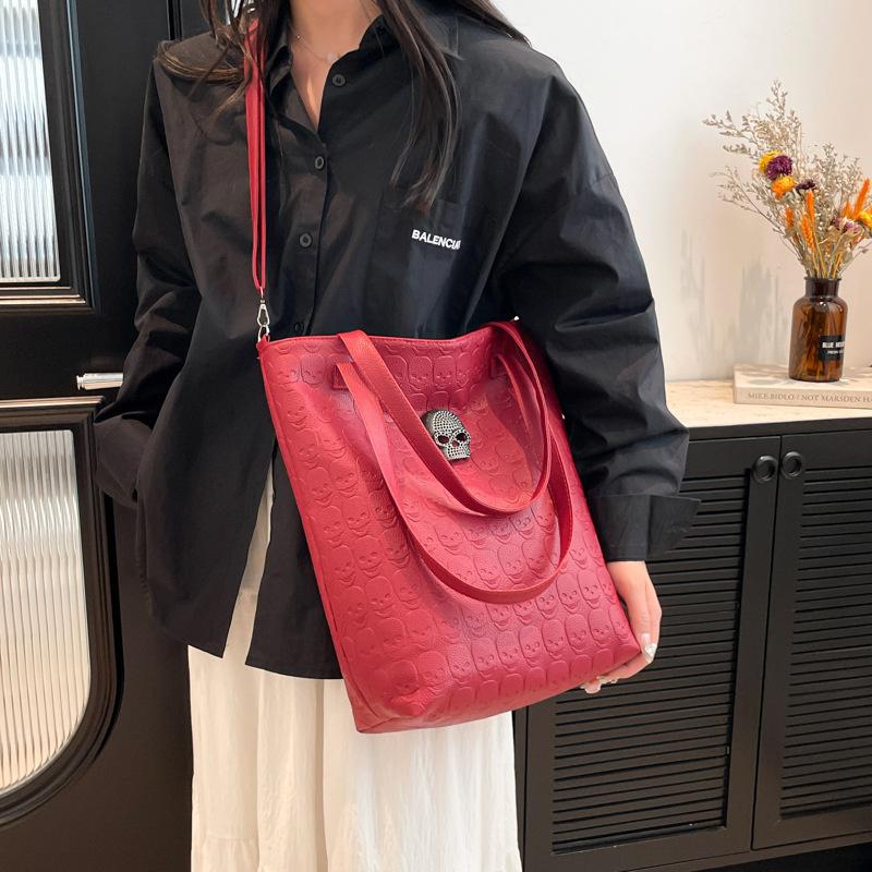 Bolso de Hombro de Gran Capacidad Bolso Tote Vintage de Calavera de Halloween para Mujer Monedero con Billetera Bolso de Mano Moderno de Cuero Sintético